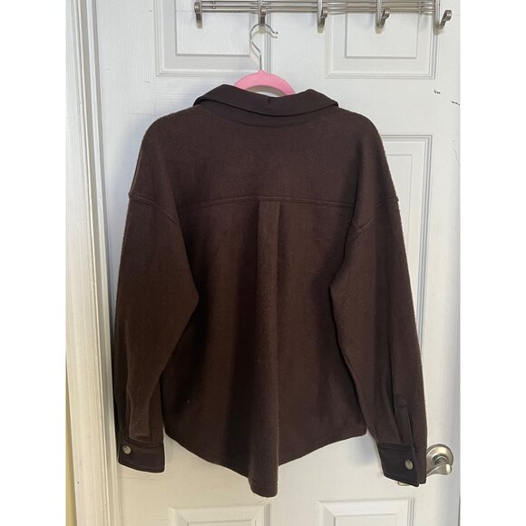 Steve Madden Brown Oversized Shacket Fleece Front Pockets Jacket Womens XL - Picture 4 of 8